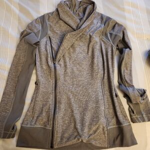 Lululemon Bhakti Yoga Jacket silver gray sz 6 Double Zip Heathered Slate